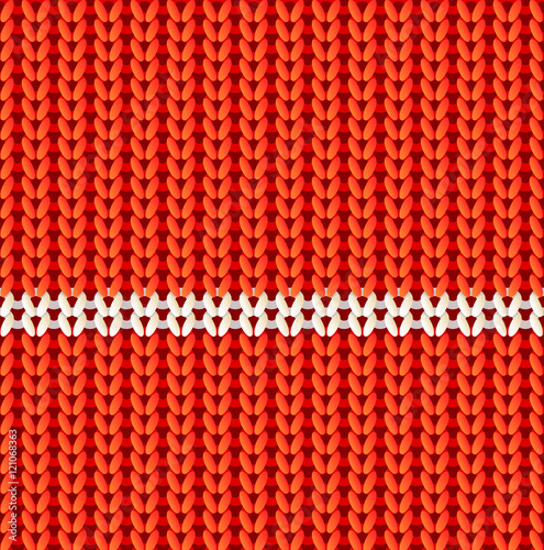 Red knitted vector seamless pattern