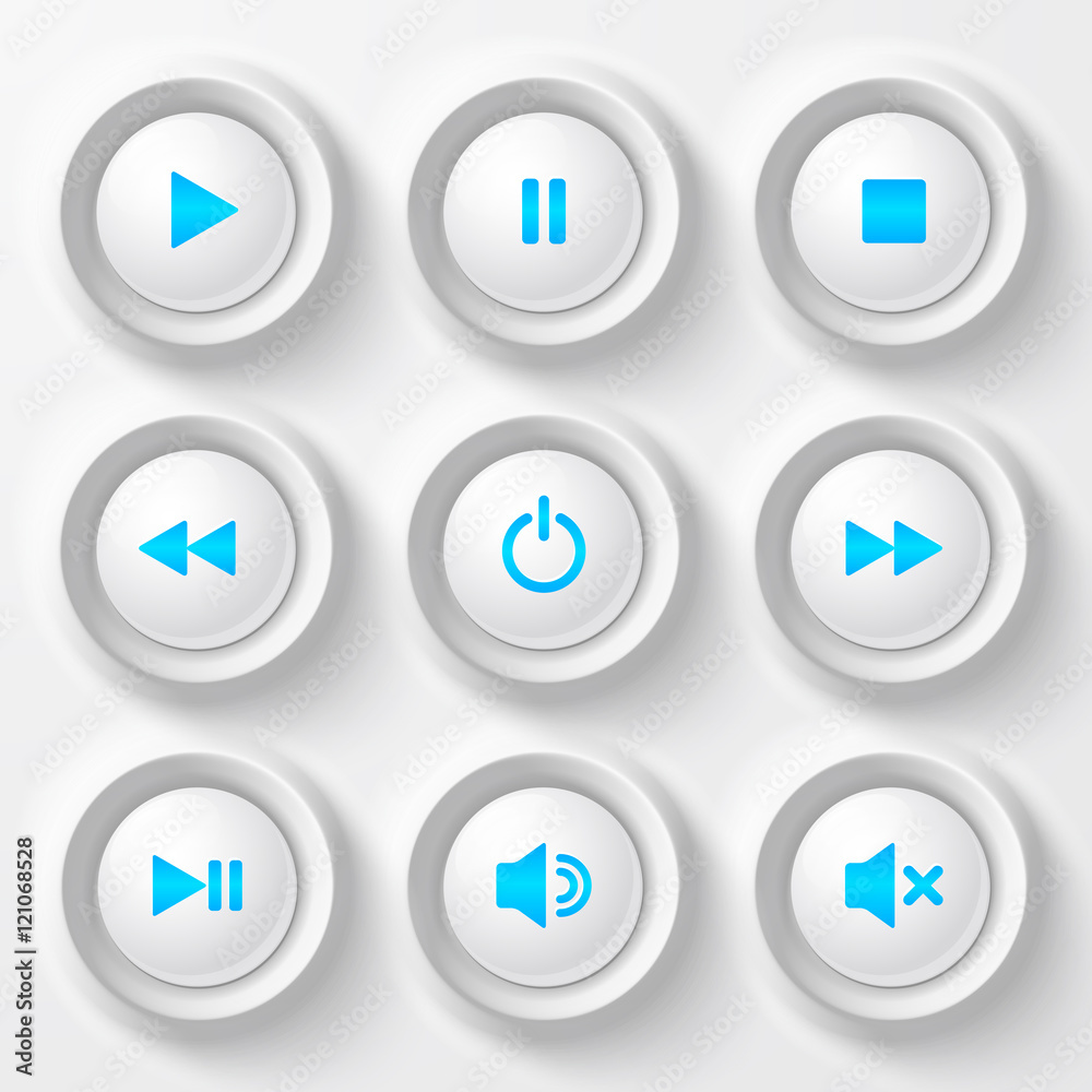 Blue shining plastic vector navigation buttons set Blue shining plastic vector navigation buttons set