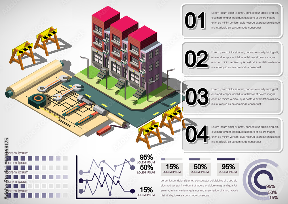 Fototapeta premium illustration of info graphic house structure concept in isometric graphic