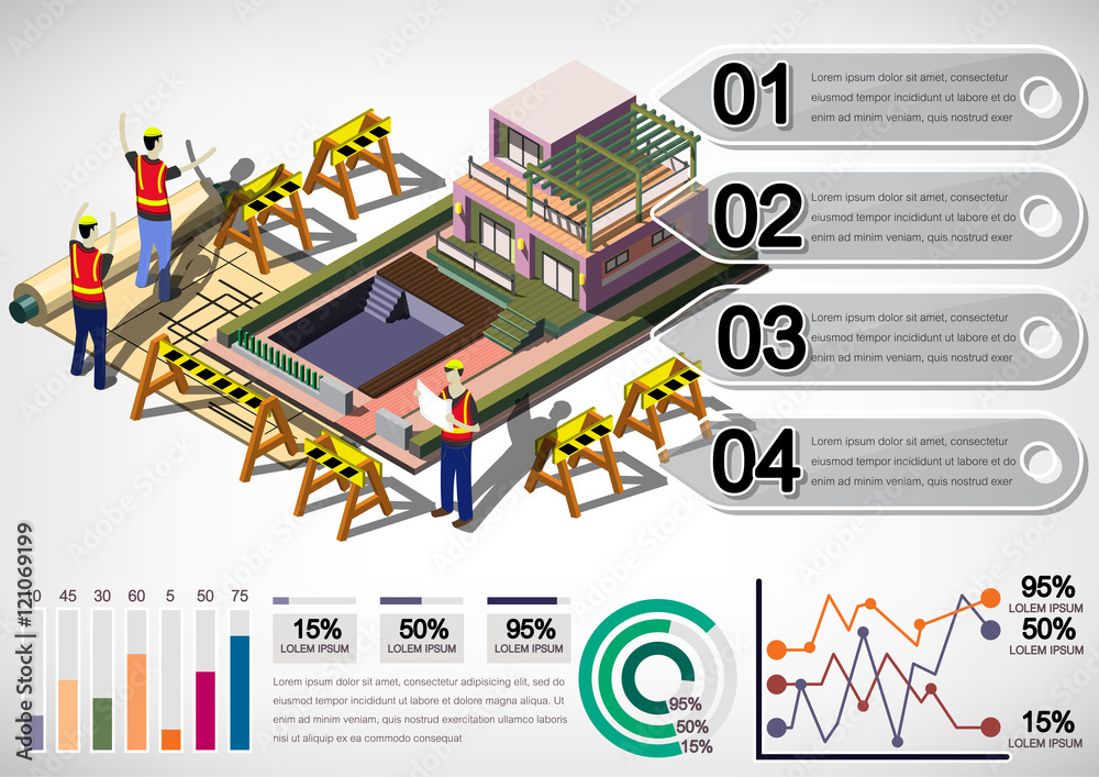 Obraz premium illustration of info graphic house structure concept in isometric graphic