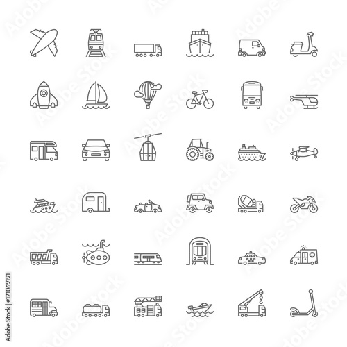 Line icons. Transport