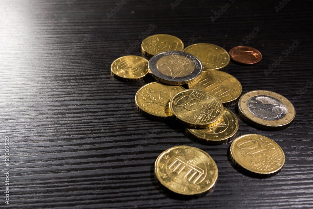 European Coins Euros Stack Metal Colors Currency Desk Black European Coins Euros Stack Metal Colors Currency Desk Black
