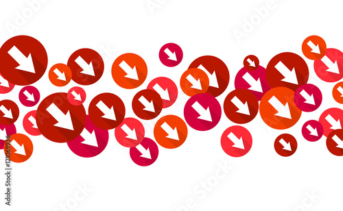 Arrows downward, red symbols, economical loss vector illustration