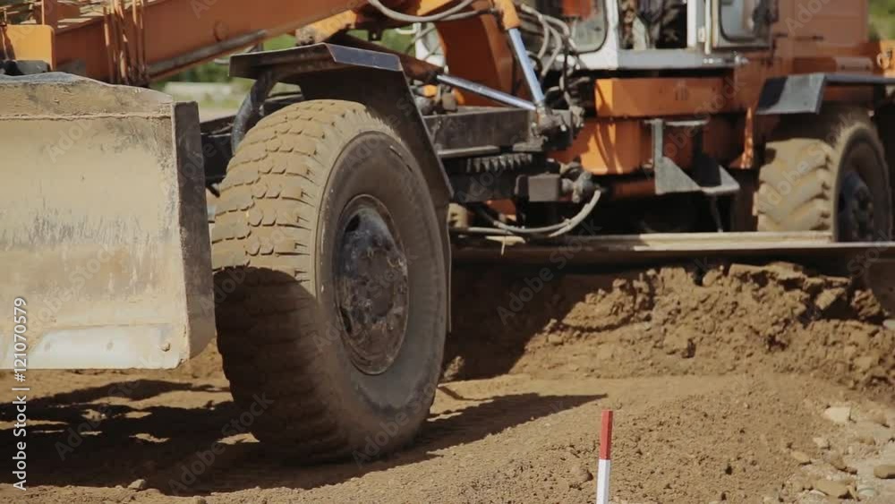 Grader on construction of new roads Grader on construction of new roads