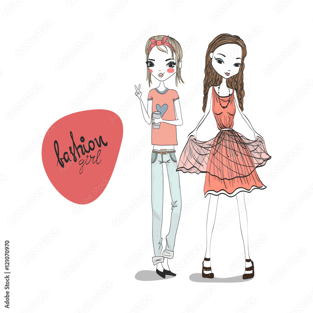 Girl Illustration Wearing Fashionable 