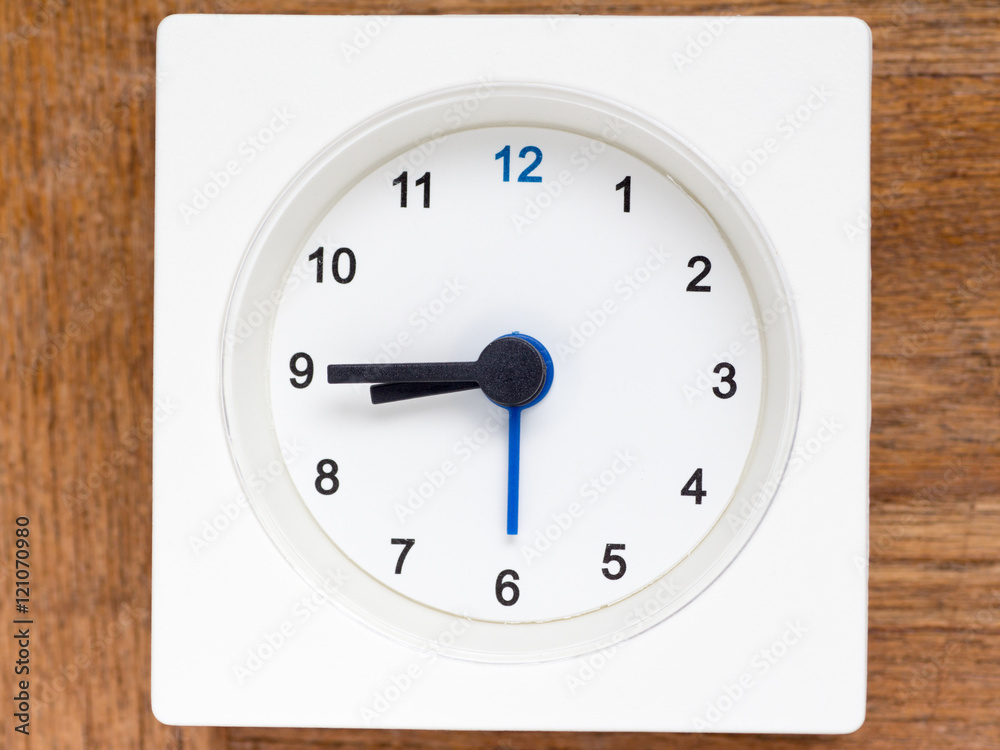 Series of the sequence of time on the simple white analog clock Series of the sequence of time on the simple white analog clock