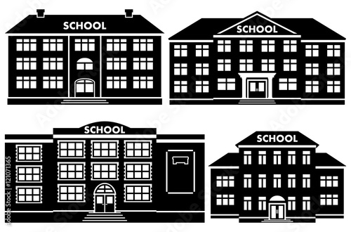 Vector icon set school buildings.