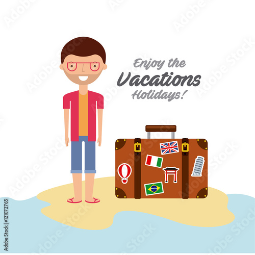 enjoy the vacations holidays vector illustration design