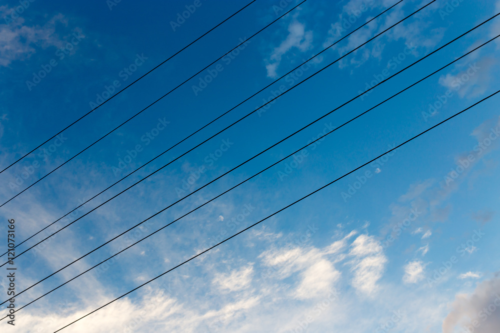 electrical wires on a background of night sky electrical wires on a background of night sky