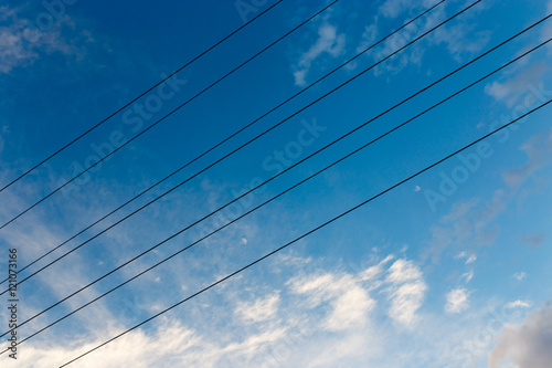 electrical wires on a background of night sky