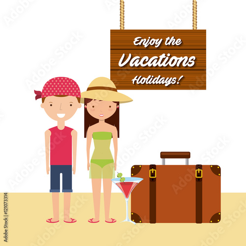 enjoy the vacations holidays vector illustration design