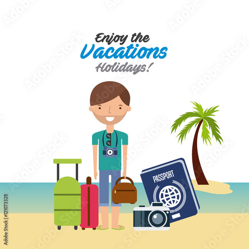 enjoy the vacations holidays vector illustration design