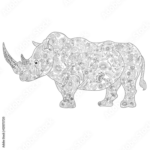 A rhinos coloring book for adults vector