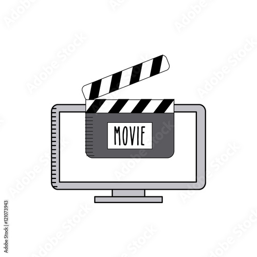 cinema online with computer desktop vector illustration design