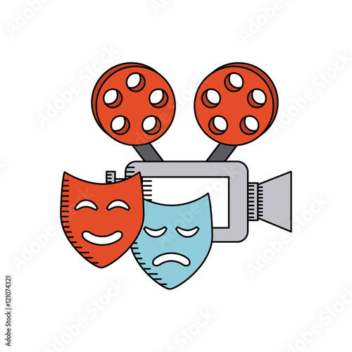 cinematographic camera with cinema icon vector illustration design