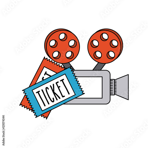 cinematographic camera with cinema icon vector illustration design