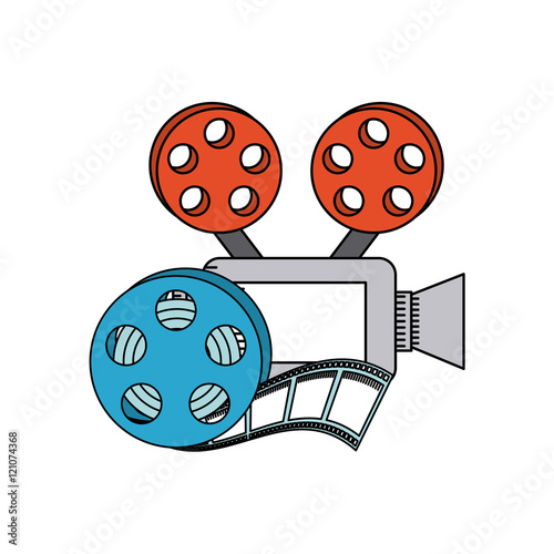 cinematographic camera with cinema icon vector illustration design