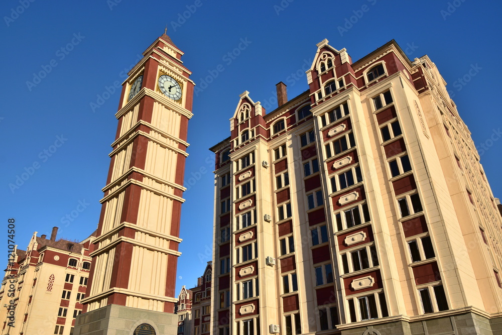 Fototapeta premium Street decoration resembling BIG BEN in Astana, Kazakhstan
