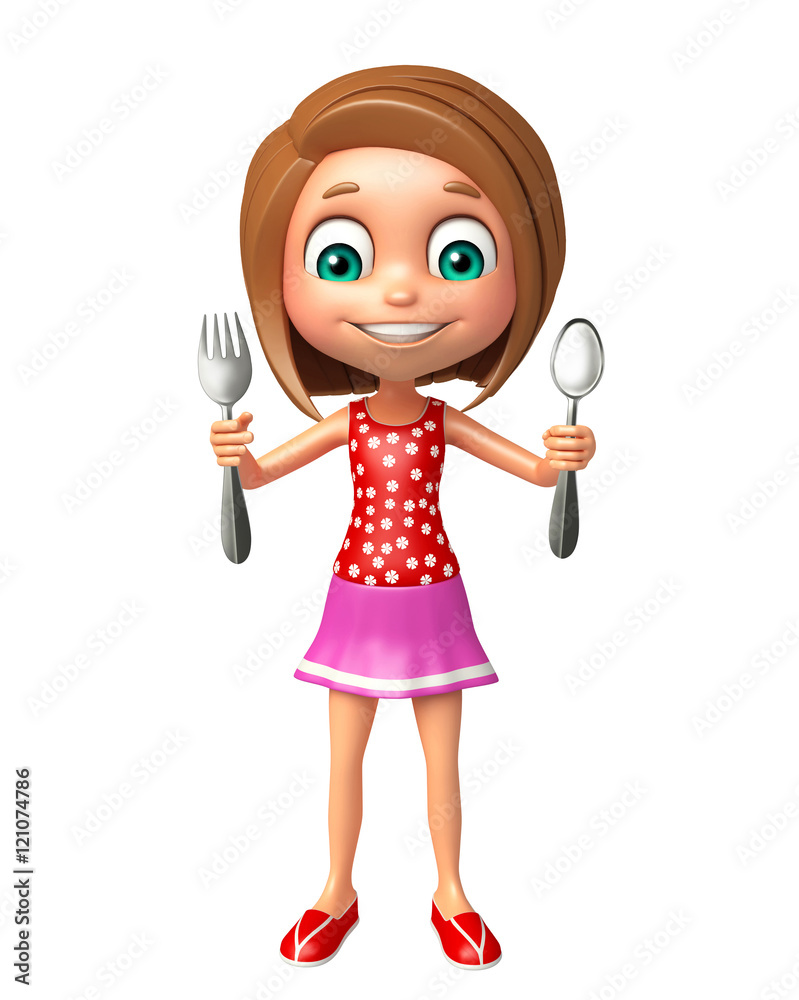 kid girl with Spoon