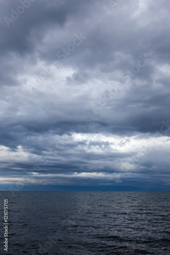 cloudy weather on the sea as background