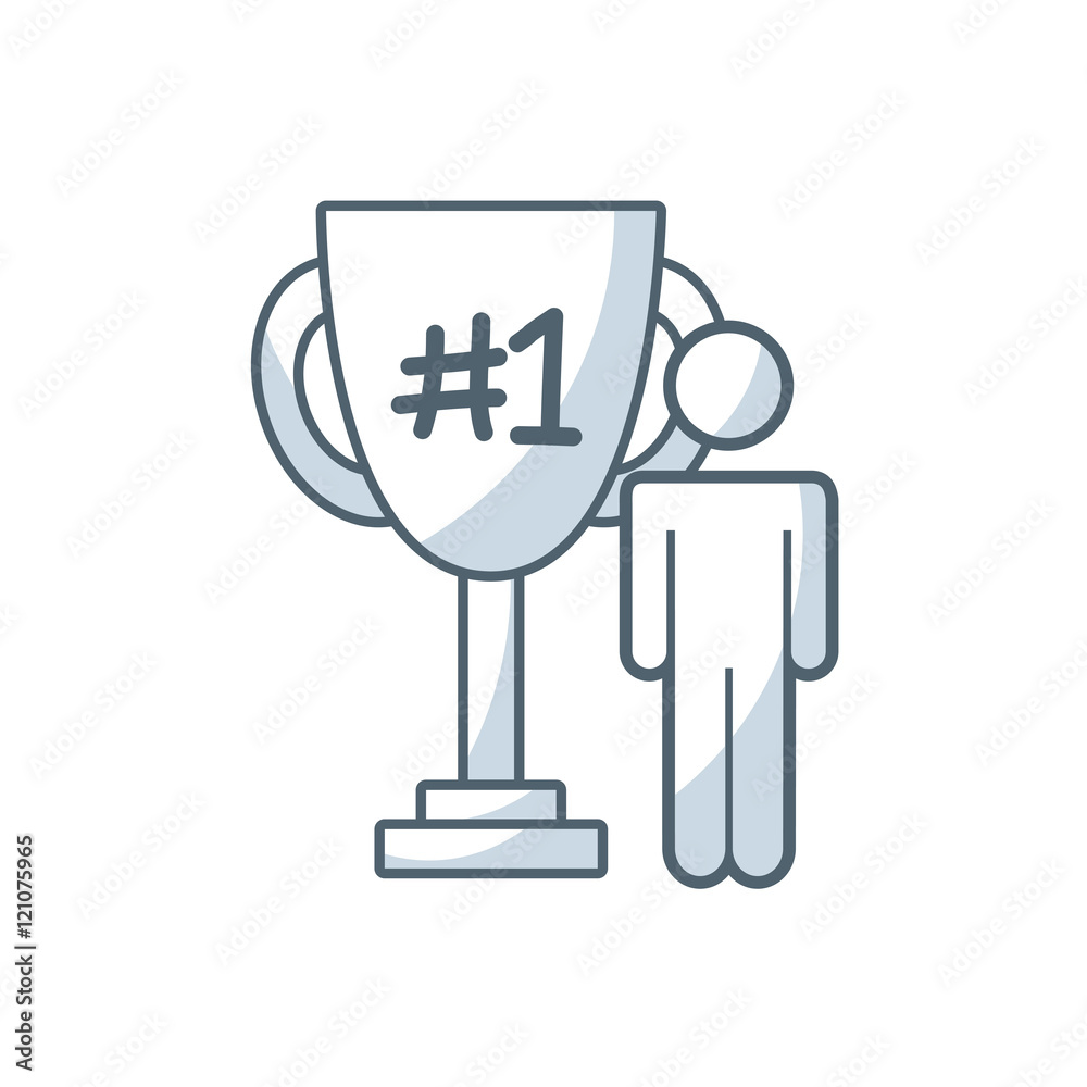 trophy first place with business icon vector illustration design trophy first place with business icon vector illustration design