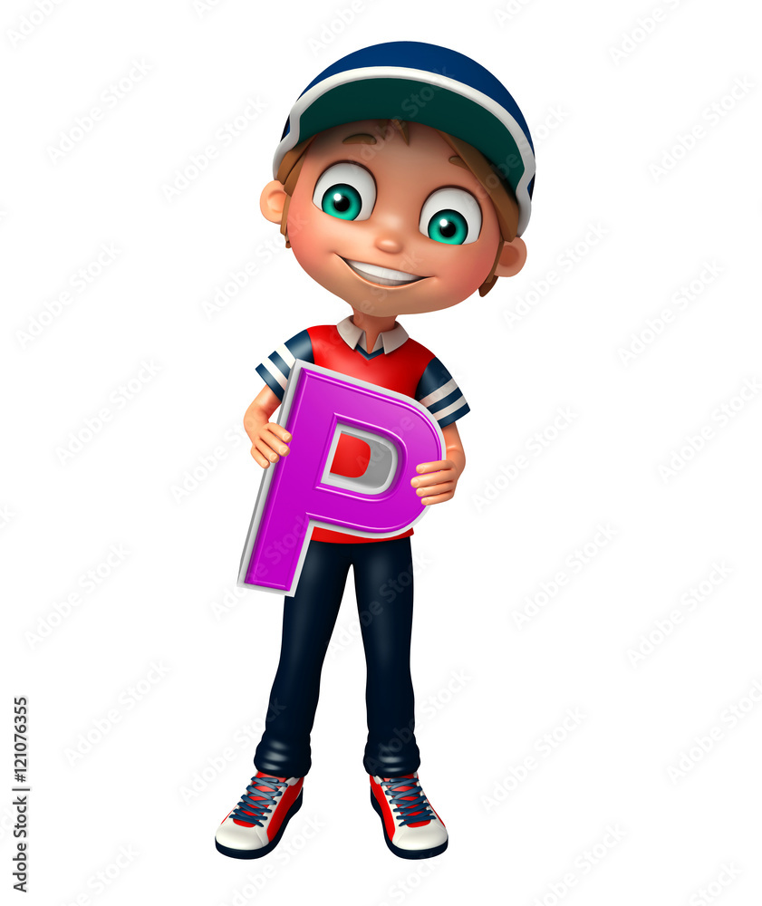 kid boy with P alphabate
