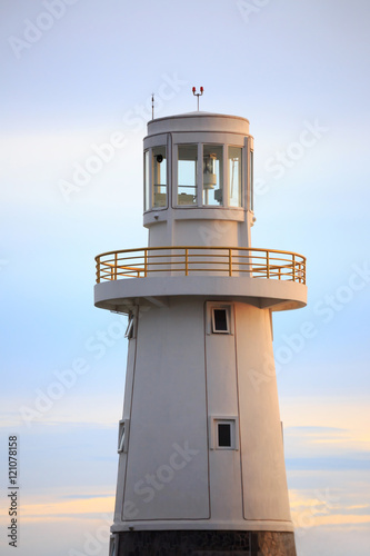 Light house with colorful sky. This image was taken in Royong Thailand photo