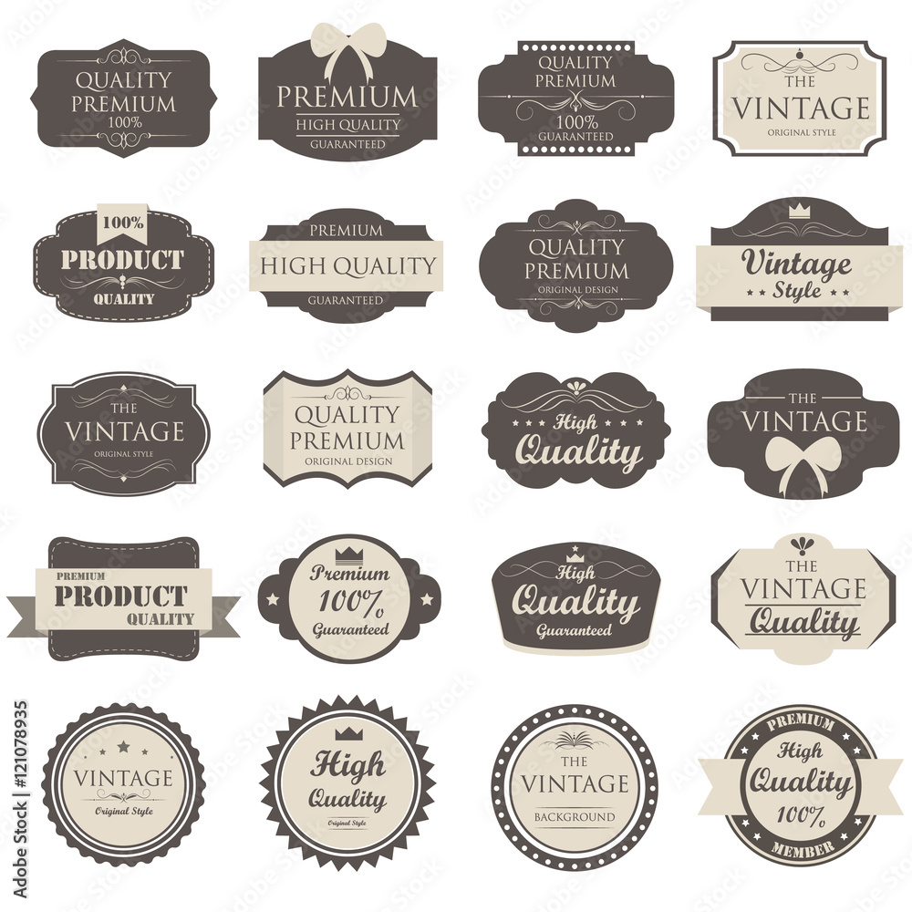 set of vintage label old fashion ; vector illustration