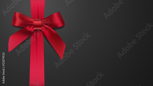 realistic red bow on a black background