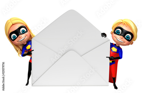 superboy and supergirl with Mail photo