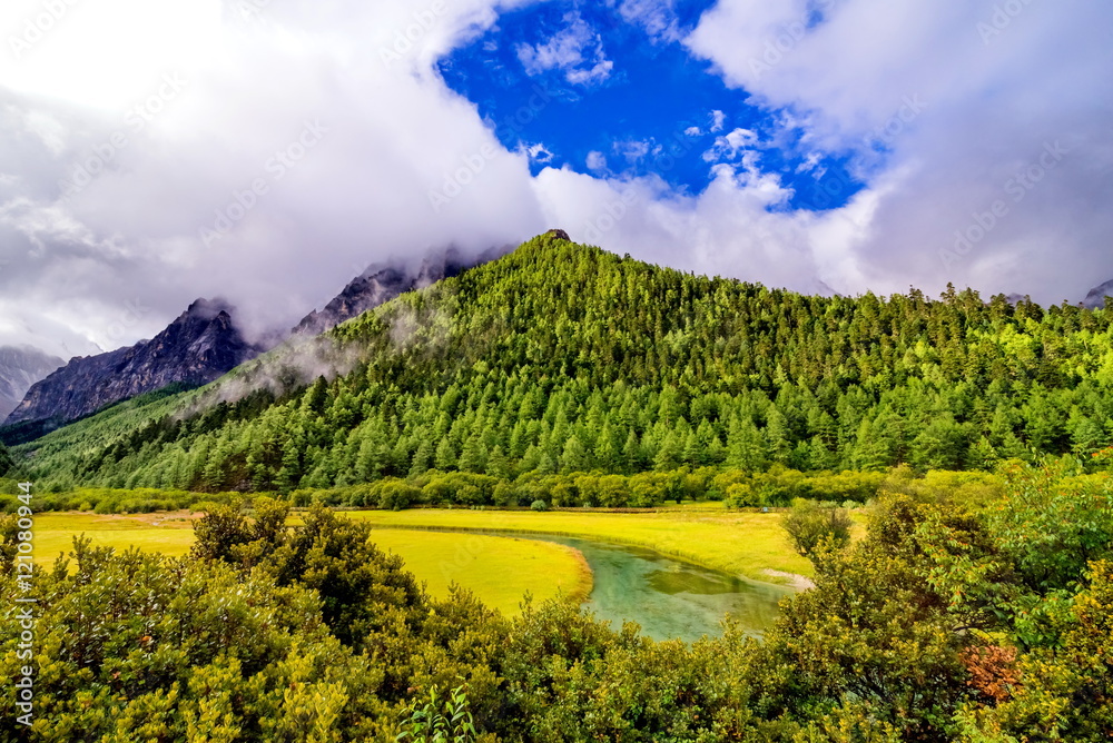 Obraz premium beautiful Lake in Yading national level reserve, Daocheng, Sichuan Province, China.