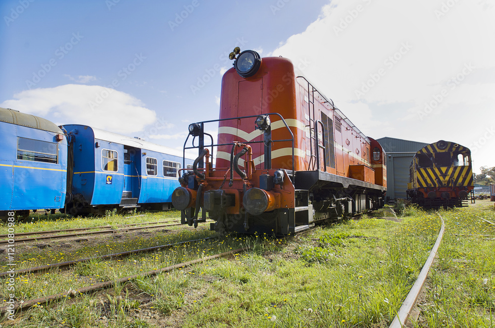 Abandoned vintage railway carriages