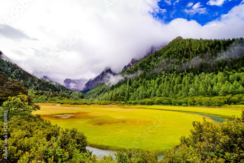 beautiful Lake in Yading national level reserve, Daocheng, Sichuan Province, China.