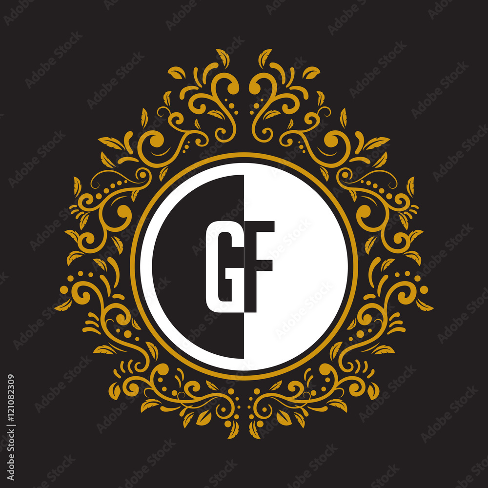 Fototapeta premium INITIAL CIRCLE HALF vintage elegant luxury