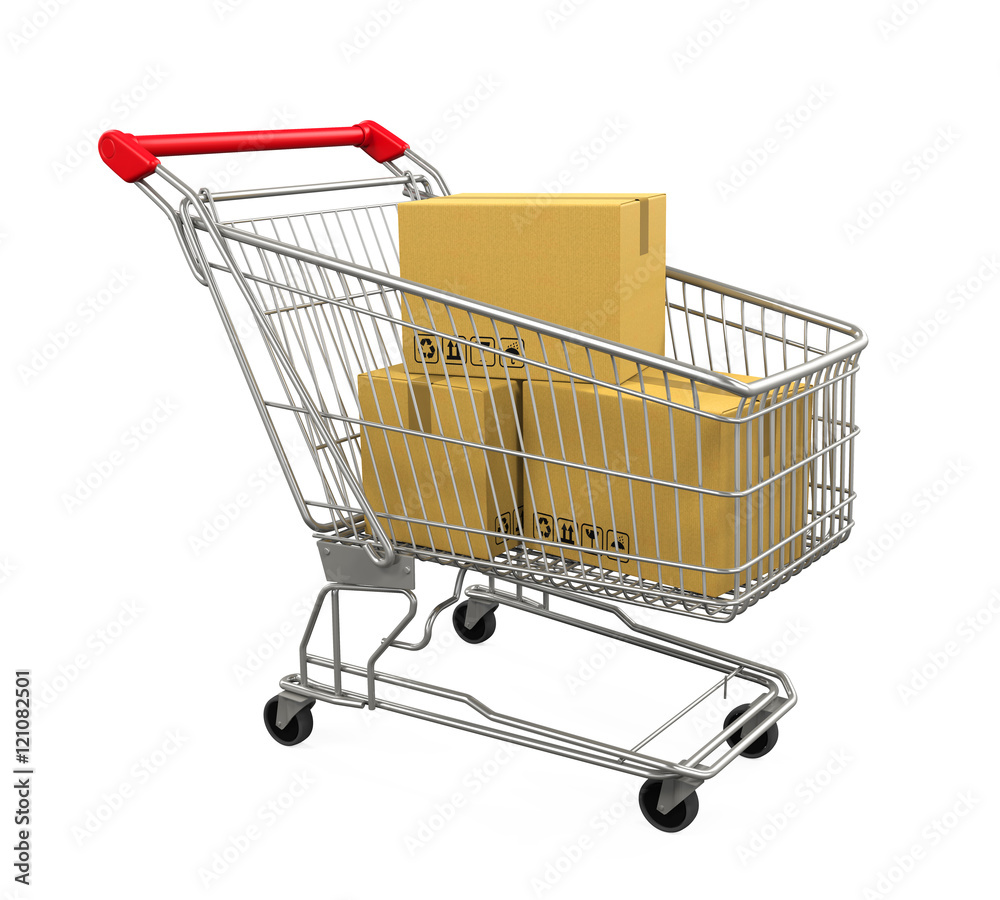 Shopping Cart with Boxes