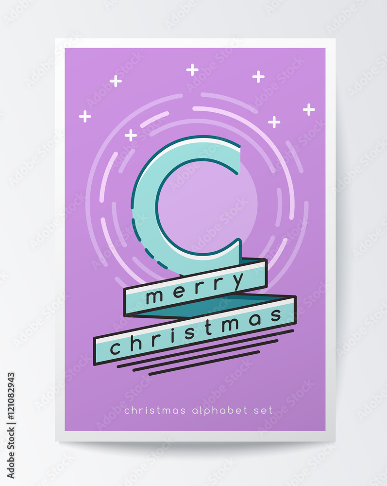 Fototapeta premium Christmas Alphabet Set : Vector Illustration