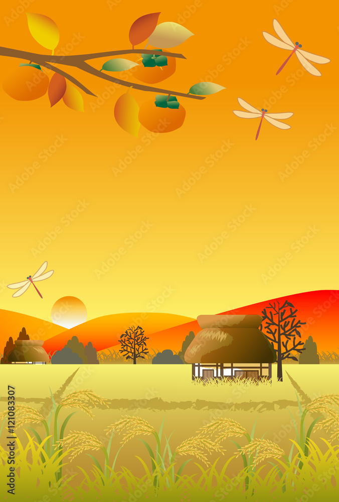 日本の田舎の秋の風景 Stock イラスト Adobe Stock