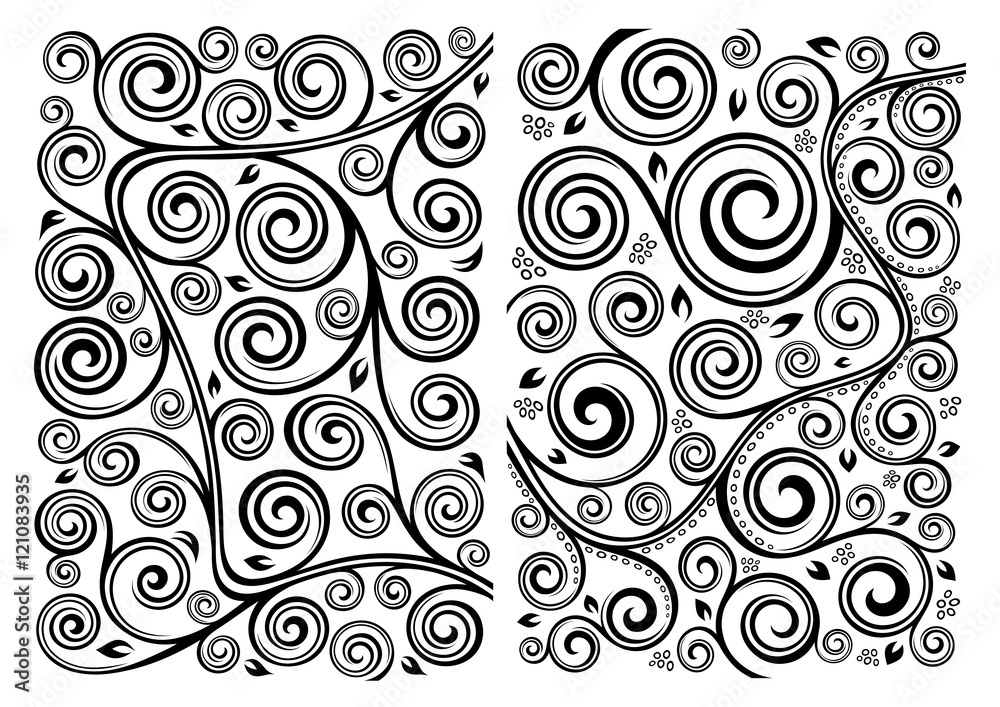 Fototapeta premium Set of two vector floral illustrations.