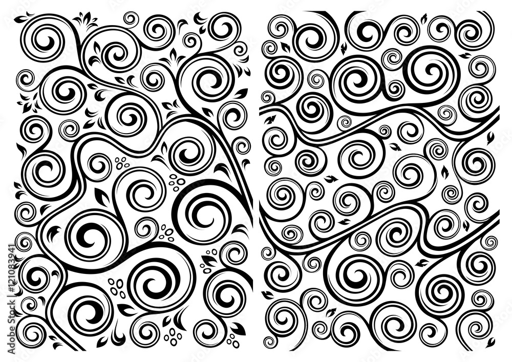 Set of two vector floral illustrations. Set of two vector floral illustrations.