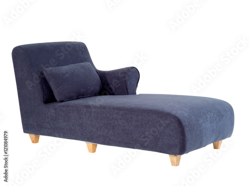 Blue chaise lounge isolated on white background with clipping path Fototapeta