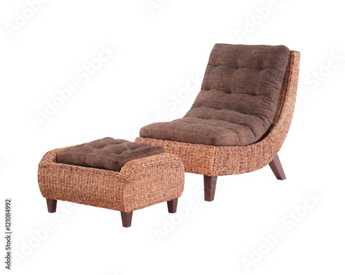 Brown chaise lounge isolated on white background with clipping path Fototapeta