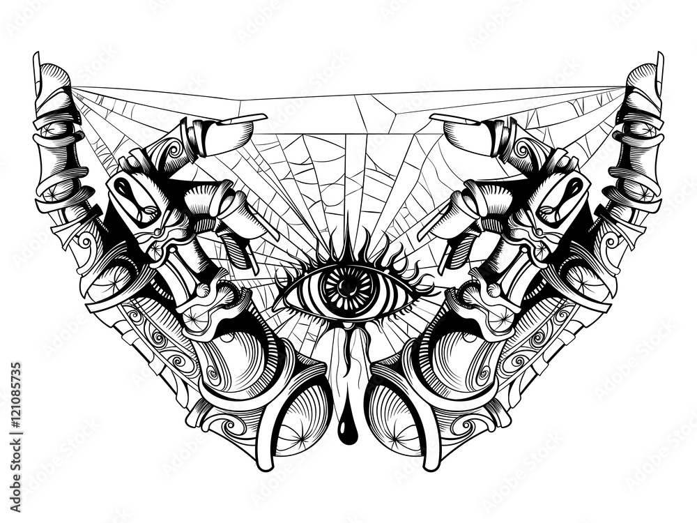 Naklejka premium the eye are suspended on threads