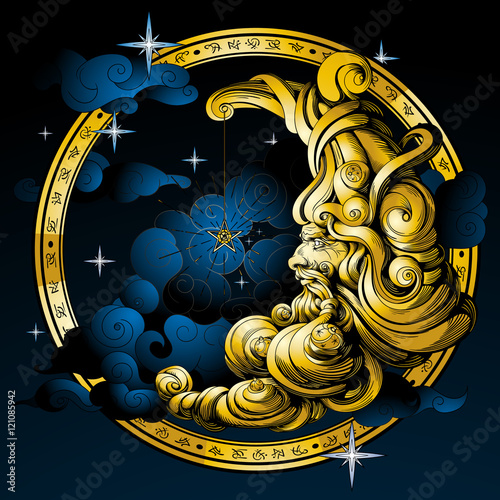 the moon in the form of an old man