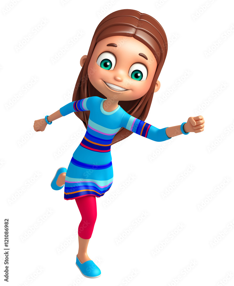 Kid girl with Running pose Kid girl with Running pose