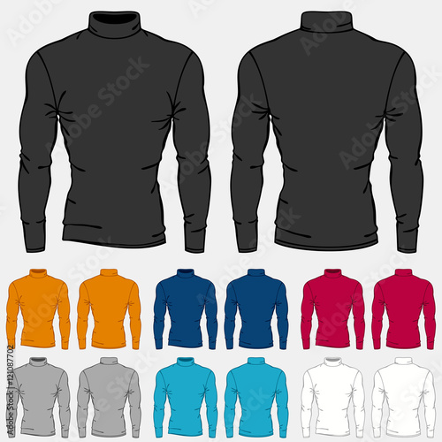 Set of colored turtleneck shirts templates for men