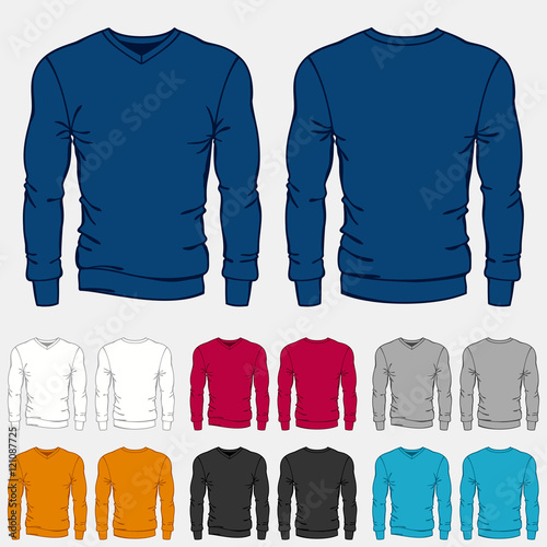 Set of colored sweatshirts templates for men