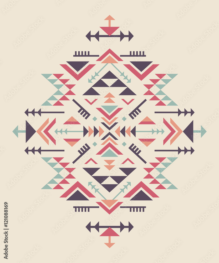 Fototapeta premium Set of three colorful ethnic pattern element with geometric shapes.