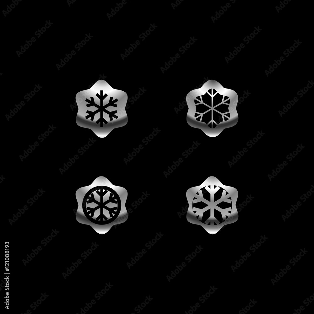 Modern Metalic Snow Logo Vector Image Icon