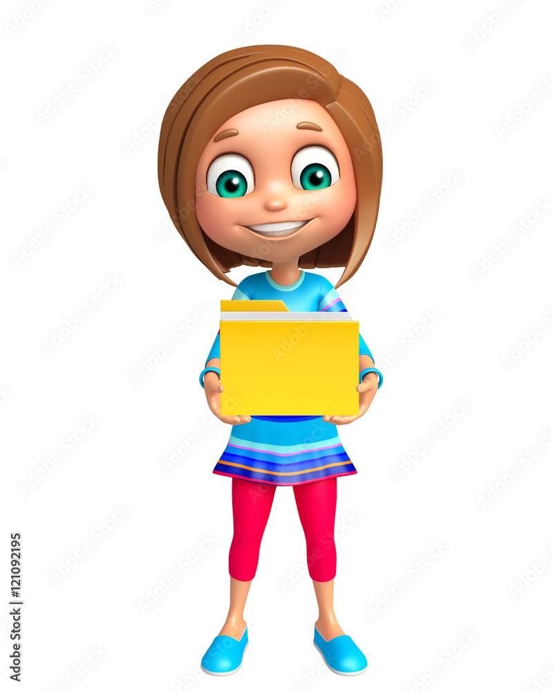 kid girl with Folder