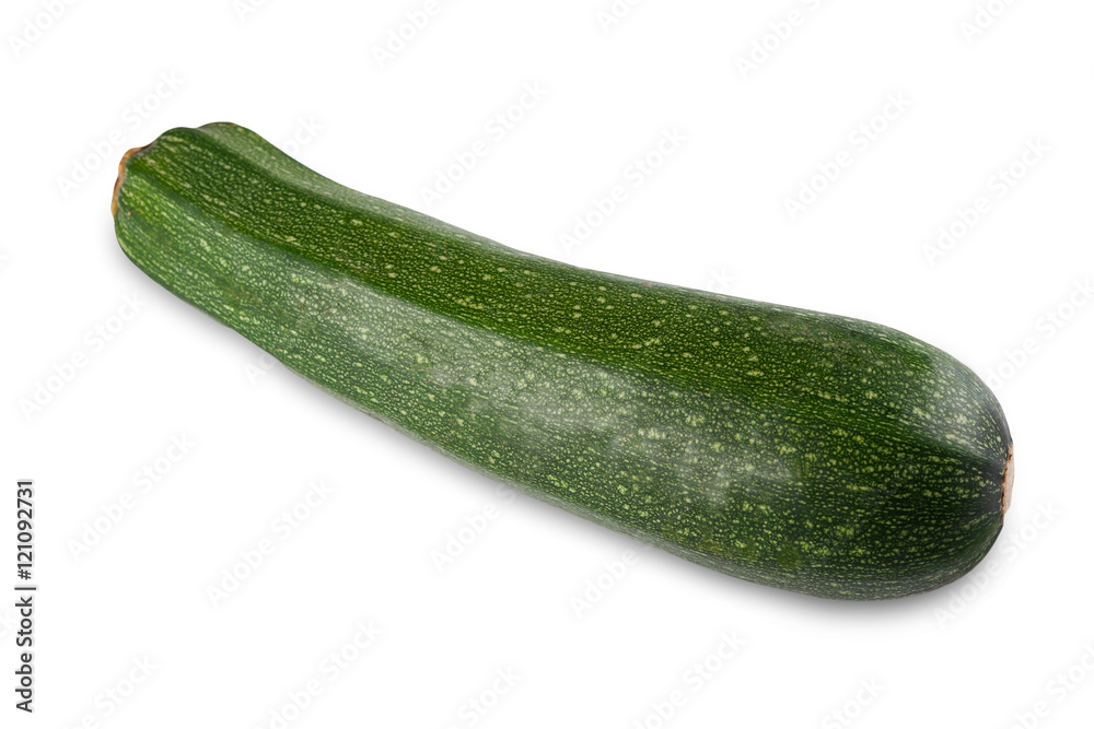 One ripe fresh green zucchini isolated on white background One ripe fresh green zucchini isolated on white background